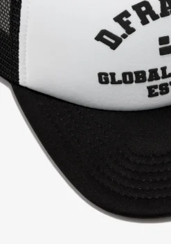 D.Franklin Puff Print Trucker Cap Black-White|Damen Kappen|Kappen