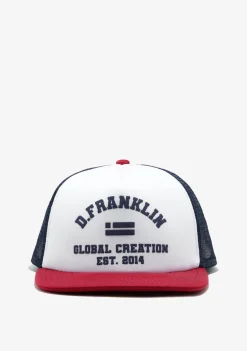 D.Franklin Puff Print Trucker Cap Navy-Red|Damen Kappen|Kappen