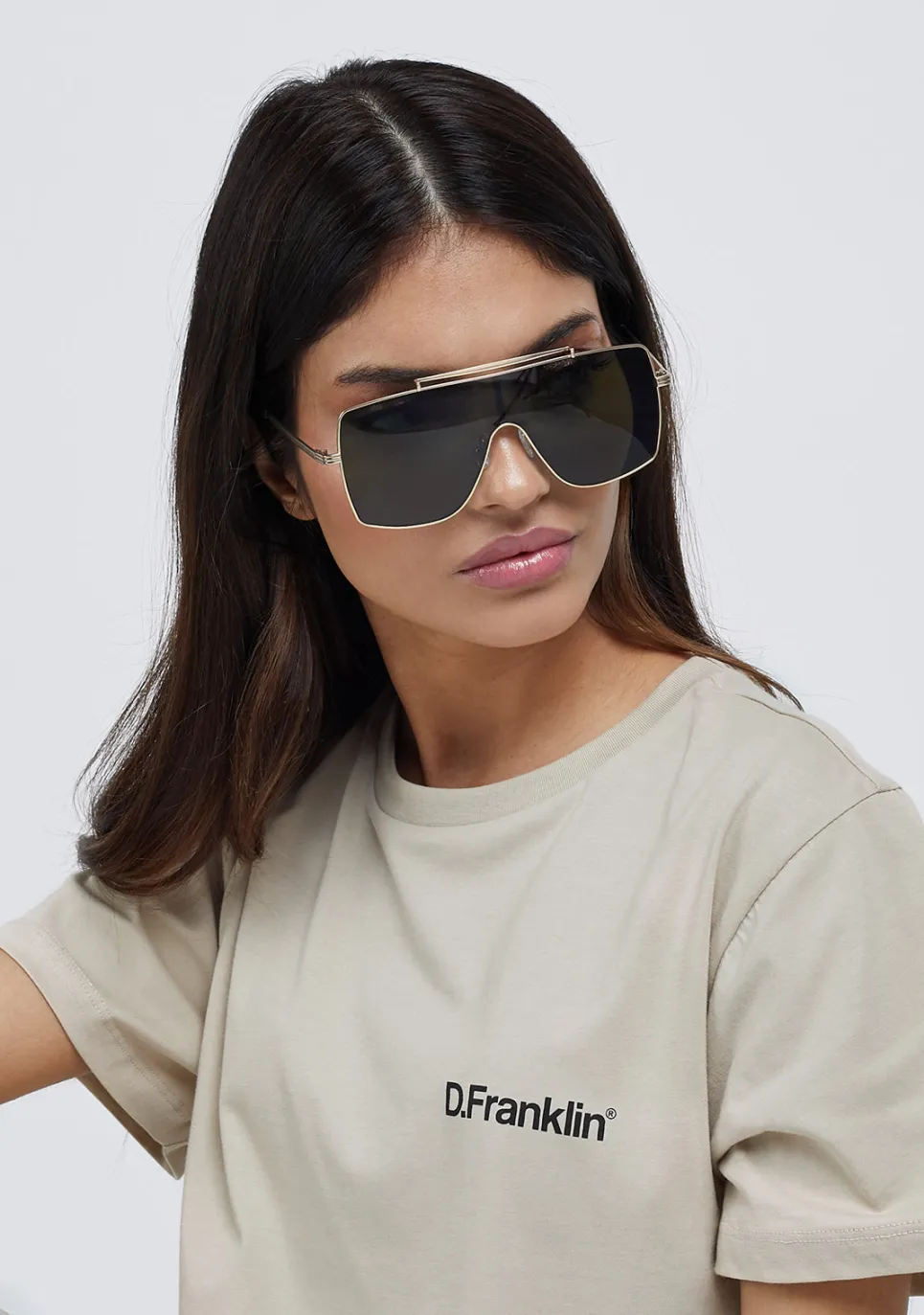 D.Franklin Raptor SQ Gold / G15|Damen Pilotenbrillen|Eckige Sonnenbrillen