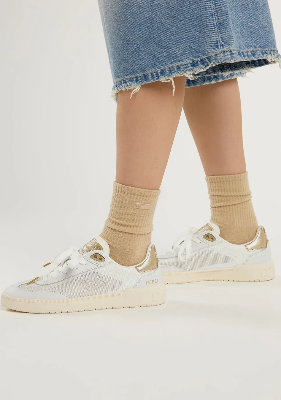 D.Franklin Rebel Mesh Flag White / Gold|Damen Sneakers