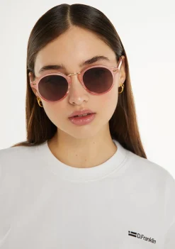 D.Franklin Roller Round V2 Peach / Brown|Damen Runde Sonnenbrillen|Polarisierte Sonnenbrillen