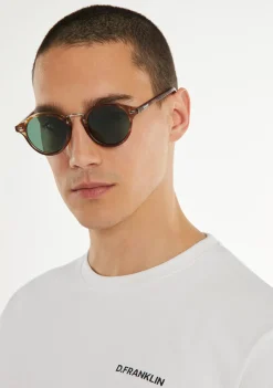 D.Franklin Roller Round V2 Tortoise / Smoky Green|Damen Runde Sonnenbrillen|Polarisierte Sonnenbrillen