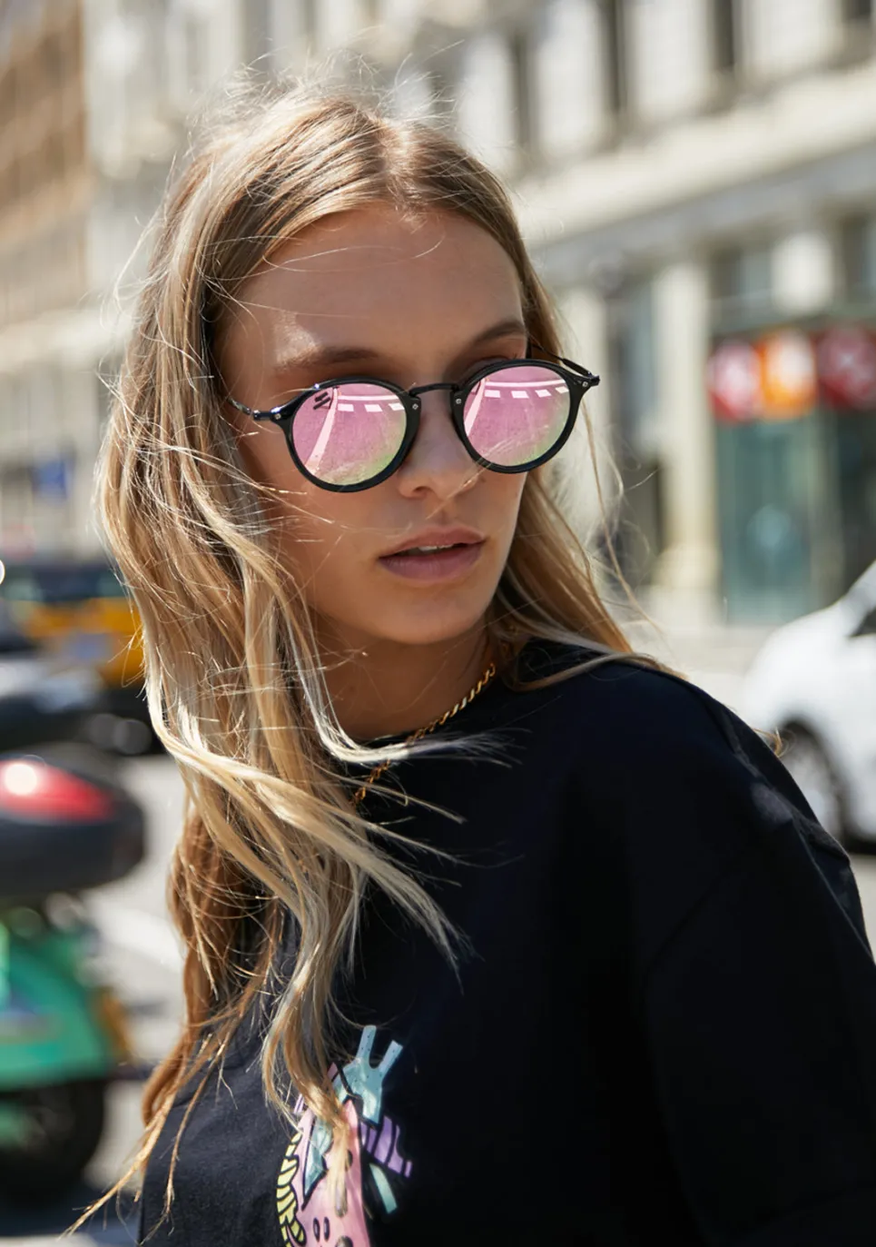 D.Franklin Roller TR90 Black / Pink|Damen Runde Sonnenbrillen