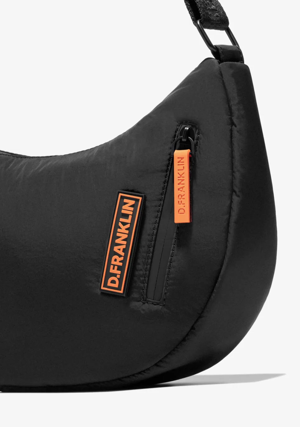 D.Franklin Round Nylon Crossbody Bag Black + Custom Set Orange|Damen Taschen