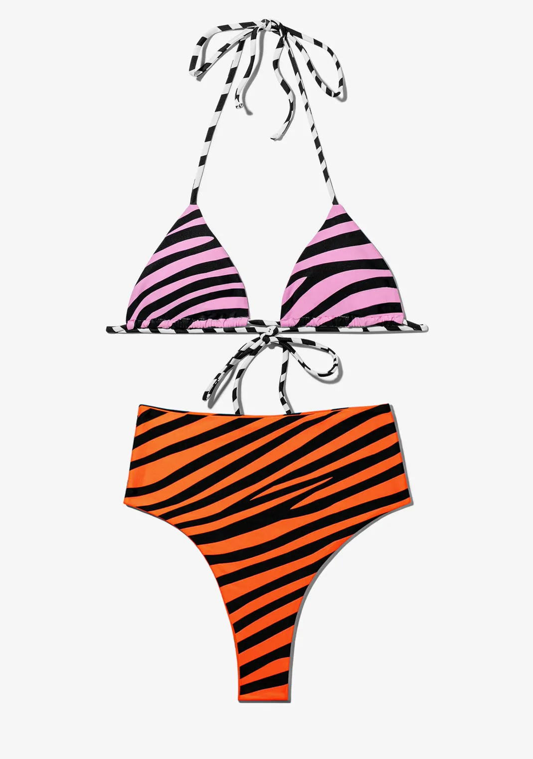 D.Franklin Samoa Top Zebra Pink + Maui Bottom Zebra Orange Bikini|Damen Bikinis Und Einteiler