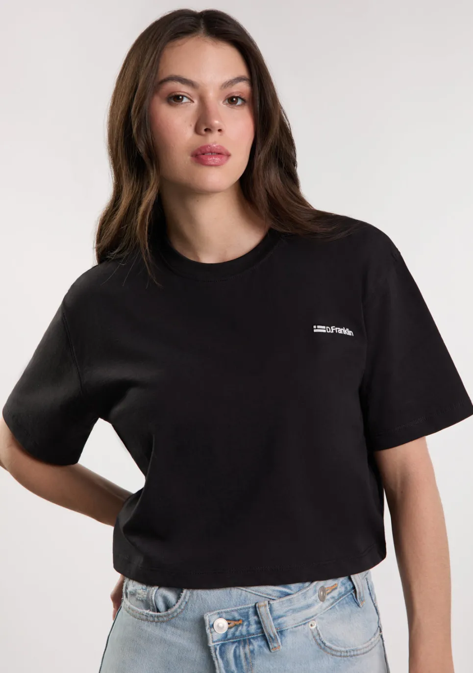 D.Franklin St. Denis Cropped T-Shirt Black / White|Damen T-Shirts