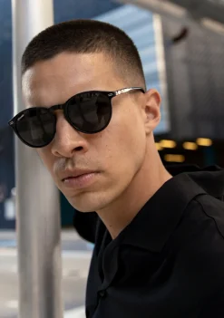 D.Franklin Ultra Light Max Black / Black|Damen Runde Sonnenbrillen|Polarisierte Sonnenbrillen