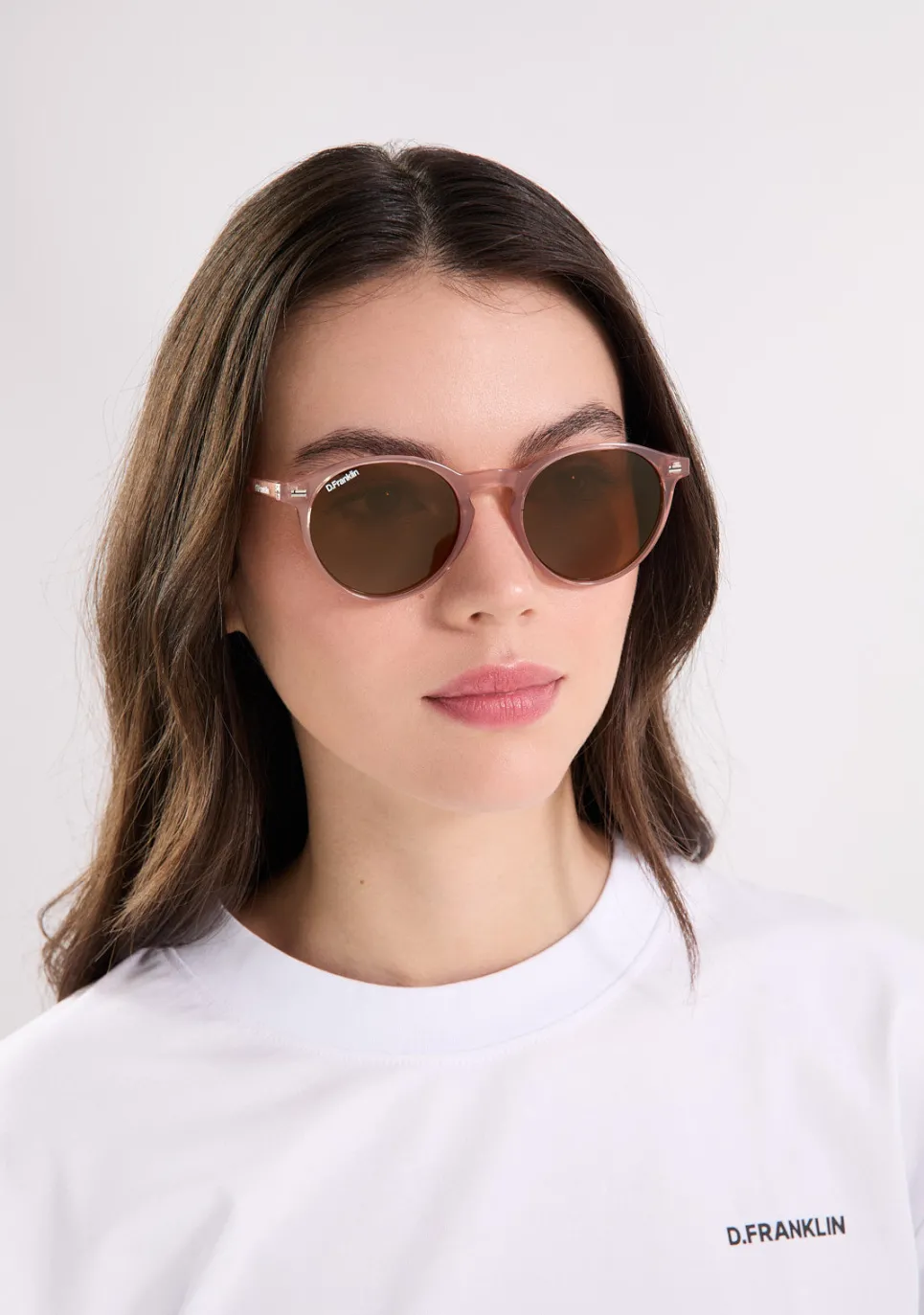 D.Franklin Ultra Light Max Pink / Brown|Damen Runde Sonnenbrillen|Polarisierte Sonnenbrillen
