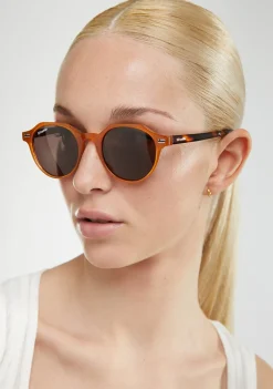 D.Franklin Ultra Light S Round Amber / Brown|Damen Runde Sonnenbrillen|Polarisierte Sonnenbrillen