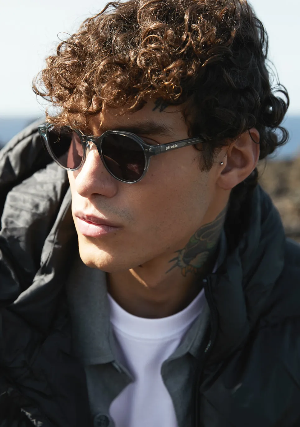 D.Franklin Ultra Light S Round Crystal Grey / Black|Damen Runde Sonnenbrillen|Polarisierte Sonnenbrillen