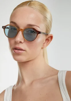 D.Franklin Ultra Light S Round Trans Brown / Trans Blue|Damen Runde Sonnenbrillen|Runde Sonnenbrillen