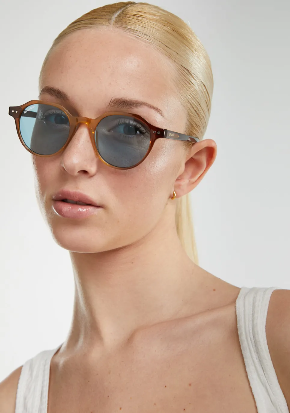 D.Franklin Ultra Light S Round Trans Brown / Trans Blue|Damen Runde Sonnenbrillen|Runde Sonnenbrillen