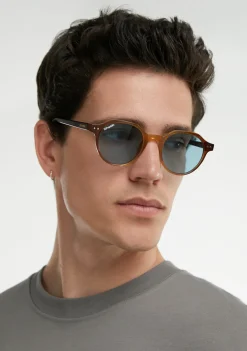 D.Franklin Ultra Light S Round Trans Brown / Trans Blue|Damen Runde Sonnenbrillen|Runde Sonnenbrillen
