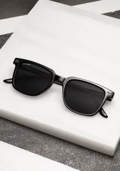 D.Franklin Ultra Light SQ Low Black / Black|Damen Eckige Sonnenbrillen|Polarisierte Sonnenbrillen