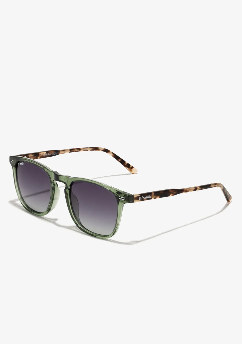 D.Franklin Ultra Light SQ Med Crystal Green / Grad Smoke|Damen Eckige Sonnenbrillen|Polarisierte Sonnenbrillen