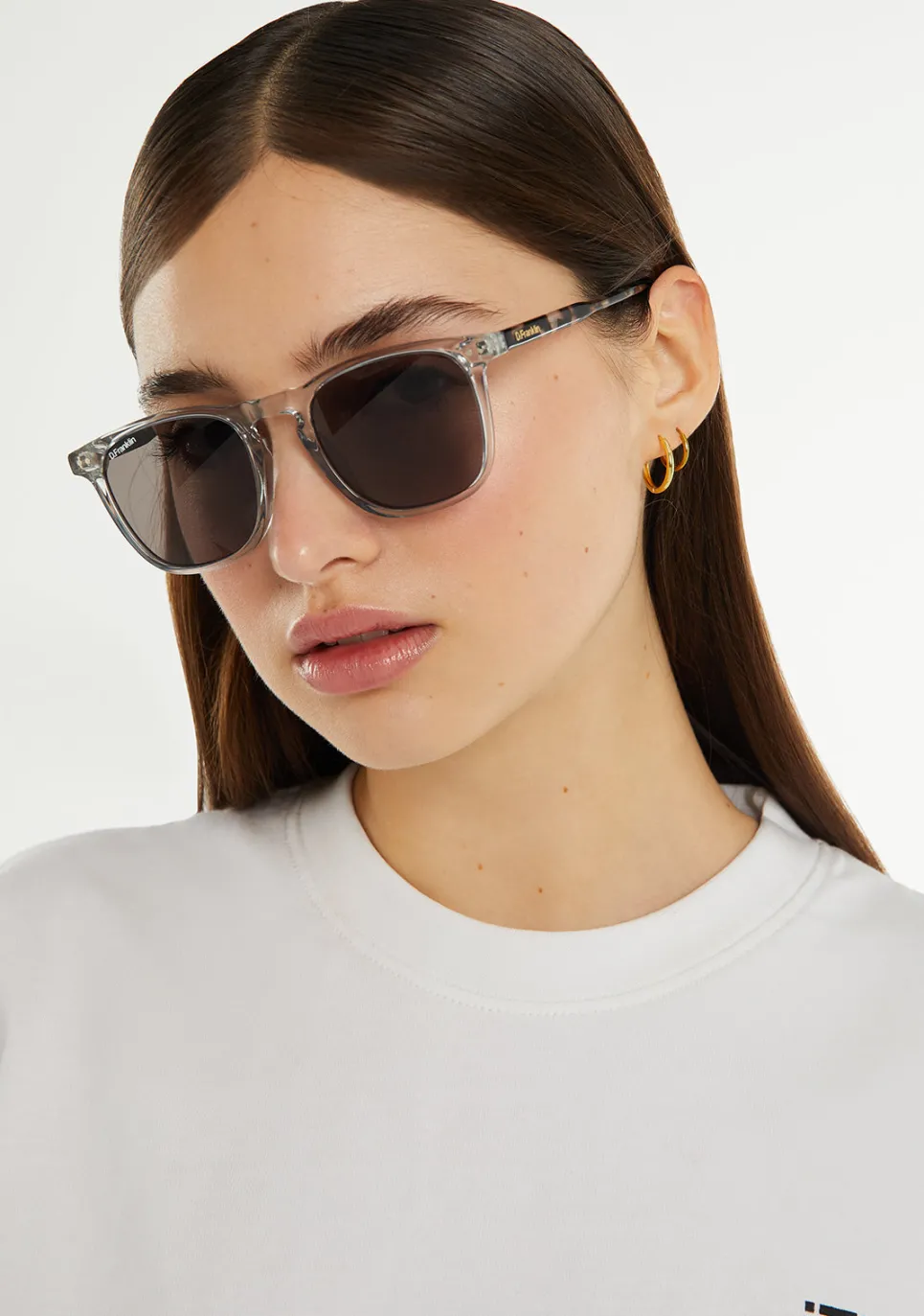 D.Franklin Ultra Light SQ Med Transparent / Smoke|Damen Eckige Sonnenbrillen|Polarisierte Sonnenbrillen