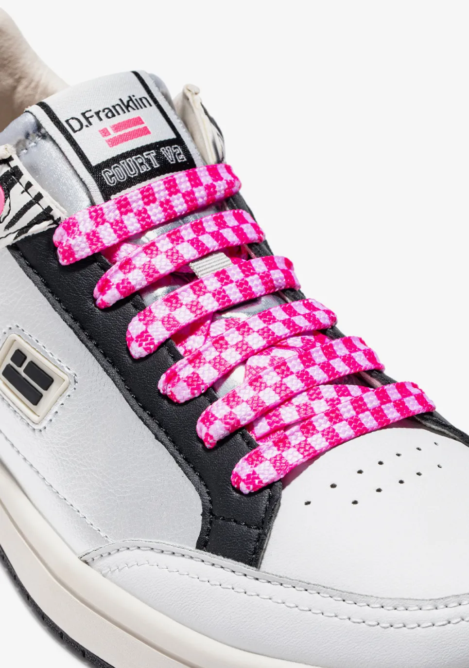 D.Franklin Urban Check Shoelaces Pink / White|Damen Schnürsenkel|Schnürsenkel