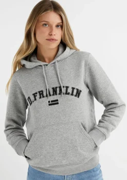 D.Franklin Varsity Hoodie Grey / Black|Damen Sweatshirts|Sweatshirts