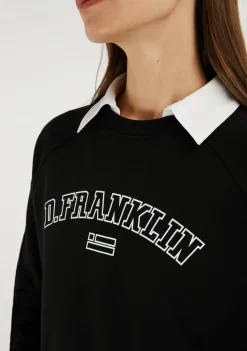 D.Franklin Varsity Oversized Crew Neck Sweatshirt Black / White|Damen Sweatshirts