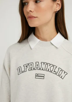 D.Franklin Varsity Oversized Crew Neck Sweatshirt Grey / Black|Damen Sweatshirts