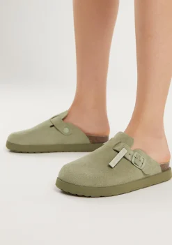 D.Franklin Vibe Clog Buckle Khaki|Damen Sandalen