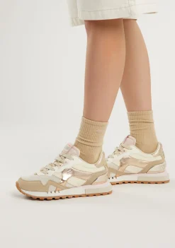 D.Franklin Vibla Zig Patch Beige / Gold|Damen Sneakers