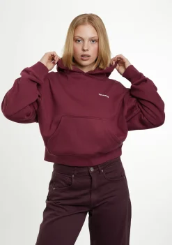 D.Franklin Worldwide Crop Hoodie Wine|Damen Sweatshirts
